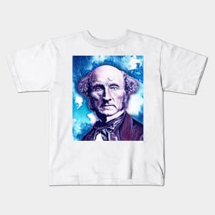 John Stuart Mill Snowy Portrait | John Stuart Mill Artwork 12 Kids T-Shirt
